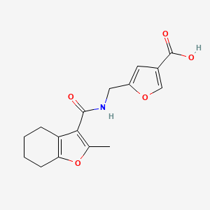 molecular formula C16H17NO5 B5521279 5-({[(2-methyl-4,5,6,7-tetrahydro-1-benzofuran-3-yl)carbonyl]amino}methyl)-3-furoic acid 