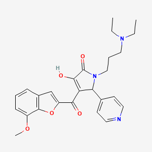 molecular formula C26H29N3O5 B5521303 1-[3-(diethylamino)propyl]-3-hydroxy-4-[(7-methoxy-1-benzofuran-2-yl)carbonyl]-5-(4-pyridinyl)-1,5-dihydro-2H-pyrrol-2-one 