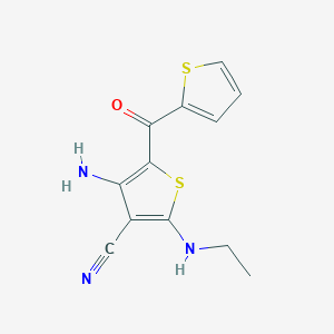 molecular formula C12H11N3OS2 B5521317 4-氨基-2-(乙氨基)-5-(2-噻吩基羰基)噻吩-3-腈 