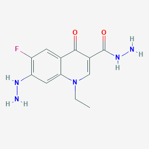 molecular formula C12H14FN5O2 B5521337 1-ethyl-6-fluoro-7-hydrazino-4-oxo-1,4-dihydro-3-quinolinecarbohydrazide 