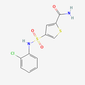 molecular formula C11H9ClN2O3S2 B5521367 4-{[(2-chlorophenyl)amino]sulfonyl}-2-thiophenecarboxamide 