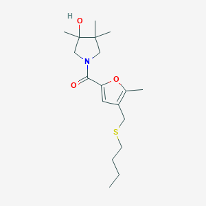 molecular formula C18H29NO3S B5521390 1-{4-[(丁硫基)甲基]-5-甲基-2-呋喃酰基}-3,4,4-三甲基吡咯烷-3-醇 