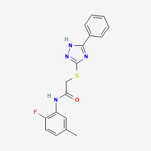 molecular formula C17H15FN4OS B5521404 N-(2-fluoro-5-methylphenyl)-2-[(5-phenyl-4H-1,2,4-triazol-3-yl)thio]acetamide 