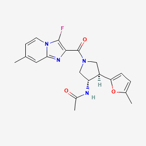 molecular formula C20H21FN4O3 B5521413 N-[(3S*,4R*)-1-[(3-氟-7-甲基咪唑并[1,2-a]吡啶-2-基)羰基]-4-(5-甲基-2-呋喃基)吡咯烷-3-基]乙酰胺 