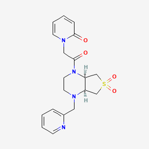 molecular formula C19H22N4O4S B5521425 1-{2-[(4aS*,7aR*)-6,6-dioxido-4-(pyridin-2-ylmethyl)hexahydrothieno[3,4-b]pyrazin-1(2H)-yl]-2-oxoethyl}pyridin-2(1H)-one 