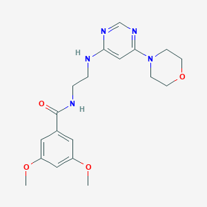 molecular formula C19H25N5O4 B5521427 3,5-dimethoxy-N-(2-{[6-(4-morpholinyl)-4-pyrimidinyl]amino}ethyl)benzamide 