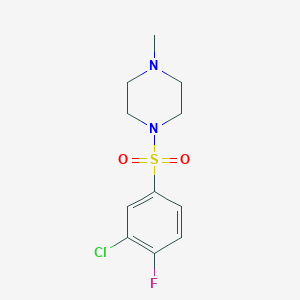 molecular formula C11H14ClFN2O2S B5521435 1-[(3-氯-4-氟苯基)磺酰基]-4-甲基哌嗪 