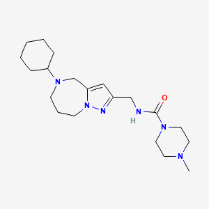 molecular formula C20H34N6O B5521449 N-[(5-cyclohexyl-5,6,7,8-tetrahydro-4H-pyrazolo[1,5-a][1,4]diazepin-2-yl)methyl]-4-methylpiperazine-1-carboxamide 