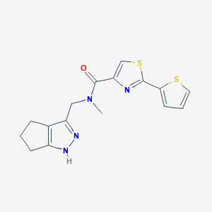 molecular formula C16H16N4OS2 B5521471 N-甲基-N-(1,4,5,6-四氢环戊[c]吡唑-3-基甲基)-2-(2-噻吩基)-1,3-噻唑-4-甲酰胺 