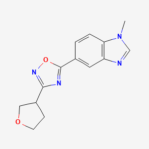 molecular formula C14H14N4O2 B5521485 1-methyl-5-[3-(tetrahydrofuran-3-yl)-1,2,4-oxadiazol-5-yl]-1H-benzimidazole 