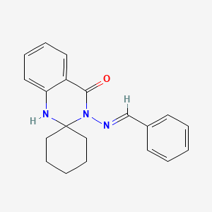 molecular formula C20H21N3O B5521529 3'-(benzylideneamino)-1'H-spiro[cyclohexane-1,2'-quinazolin]-4'(3'H)-one 