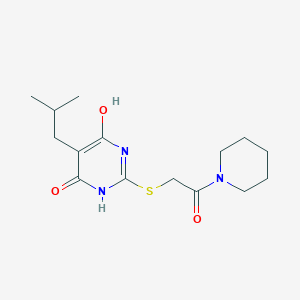 molecular formula C15H23N3O3S B5521548 6-hydroxy-5-isobutyl-2-{[2-oxo-2-(1-piperidinyl)ethyl]thio}-4(3H)-pyrimidinone 