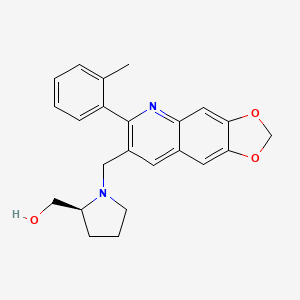 molecular formula C23H24N2O3 B5521552 ((2S)-1-{[6-(2-methylphenyl)[1,3]dioxolo[4,5-g]quinolin-7-yl]methyl}-2-pyrrolidinyl)methanol 