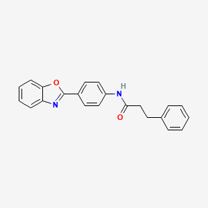molecular formula C22H18N2O2 B5521584 N-[4-(1,3-benzoxazol-2-yl)phenyl]-3-phenylpropanamide 