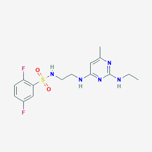 molecular formula C15H19F2N5O2S B5521595 N-(2-{[2-(ethylamino)-6-methyl-4-pyrimidinyl]amino}ethyl)-2,5-difluorobenzenesulfonamide 