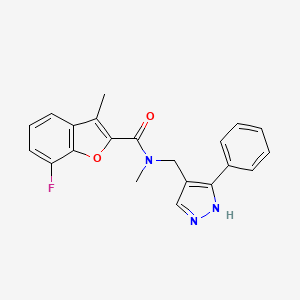 7-fluoro-N,3-dimethyl-N-[(3-phenyl-1H-pyrazol-4-yl)methyl]-1-benzofuran-2-carboxamide
