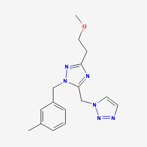 molecular formula C16H20N6O B5521638 1-{[3-(2-甲氧基乙基)-1-(3-甲基苄基)-1H-1,2,4-三唑-5-基]甲基}-1H-1,2,3-三唑 