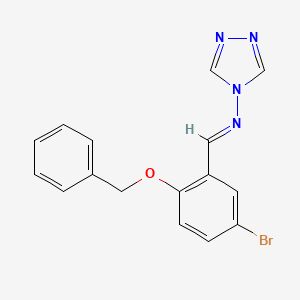 molecular formula C16H13BrN4O B5521647 N-{(E)-[2-(benzyloxy)-5-bromophenyl]methylidene}-4H-1,2,4-triazol-4-amine 