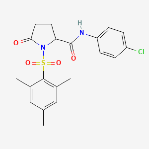 molecular formula C20H21ClN2O4S B5521654 N-(4-chlorophenyl)-1-(mesitylsulfonyl)-5-oxoprolinamide 