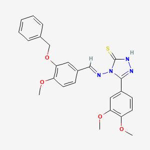 molecular formula C25H24N4O4S B5521665 4-{[3-(benzyloxy)-4-methoxybenzylidene]amino}-5-(3,4-dimethoxyphenyl)-4H-1,2,4-triazole-3-thiol 
