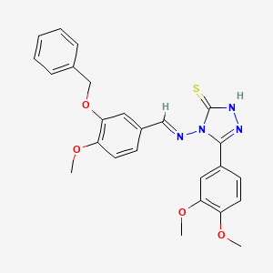 molecular formula C25H24N4O4S B5521665 4-({(E)-[3-(benzyloxy)-4-methoxyphenyl]methylidene}amino)-5-(3,4-dimethoxyphenyl)-4H-1,2,4-triazole-3-thiol 