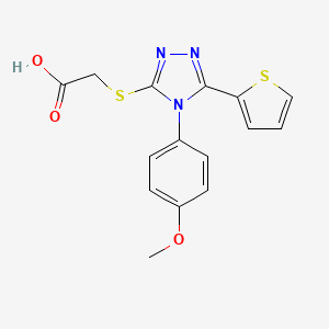 molecular formula C15H13N3O3S2 B5521682 {[4-(4-methoxyphenyl)-5-(2-thienyl)-4H-1,2,4-triazol-3-yl]thio}acetic acid 