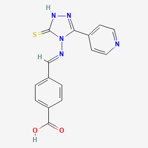 4-({[3-mercapto-5-(4-pyridinyl)-4H-1,2,4-triazol-4-yl]imino}methyl)benzoic acid