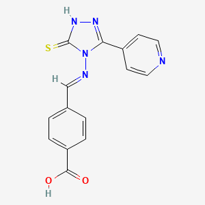 molecular formula C15H11N5O2S B5521692 4-((E)-{[3-(4-pyridinyl)-5-sulfanyl-4H-1,2,4-triazol-4-yl]imino}methyl)benzoic acid 