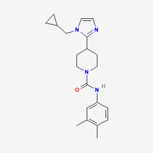 molecular formula C21H28N4O B5521743 4-[1-(cyclopropylmethyl)-1H-imidazol-2-yl]-N-(3,4-dimethylphenyl)-1-piperidinecarboxamide 