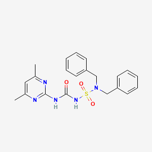 molecular formula C21H23N5O3S B5521766 N,N-dibenzyl-N'-{[(4,6-dimethyl-2-pyrimidinyl)amino]carbonyl}sulfamide 