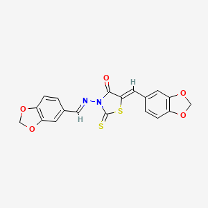 molecular formula C19H12N2O5S2 B5521814 5-(1,3-benzodioxol-5-ylmethylene)-3-[(1,3-benzodioxol-5-ylmethylene)amino]-2-thioxo-1,3-thiazolidin-4-one 