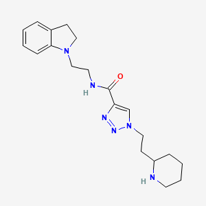 molecular formula C20H28N6O B5521833 N-[2-(2,3-二氢-1H-吲哚-1-基)乙基]-1-(2-哌啶-2-基乙基)-1H-1,2,3-三唑-4-甲酰胺 