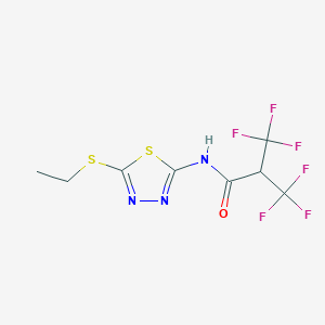 molecular formula C8H7F6N3OS2 B5521854 N-[5-(乙硫基)-1,3,4-噻二唑-2-基]-3,3,3-三氟-2-(三氟甲基)丙酰胺 