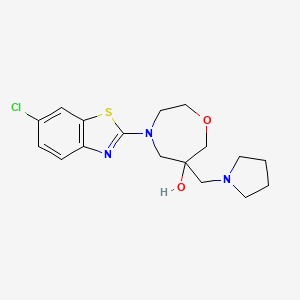 molecular formula C17H22ClN3O2S B5521857 4-(6-chloro-1,3-benzothiazol-2-yl)-6-(pyrrolidin-1-ylmethyl)-1,4-oxazepan-6-ol 