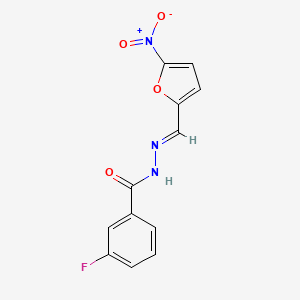 molecular formula C12H8FN3O4 B5521880 3-fluoro-N'-[(5-nitro-2-furyl)methylene]benzohydrazide 