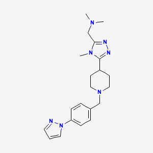 molecular formula C21H29N7 B5521944 N,N-dimethyl-1-(4-methyl-5-{1-[4-(1H-pyrazol-1-yl)benzyl]piperidin-4-yl}-4H-1,2,4-triazol-3-yl)methanamine 