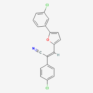 molecular formula C19H11Cl2NO B5521955 2-(4-chlorophenyl)-3-[5-(3-chlorophenyl)-2-furyl]acrylonitrile 