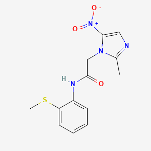molecular formula C13H14N4O3S B5521961 2-(2-甲基-5-硝基-1H-咪唑-1-基)-N-[2-(甲硫基)苯基]乙酰胺 