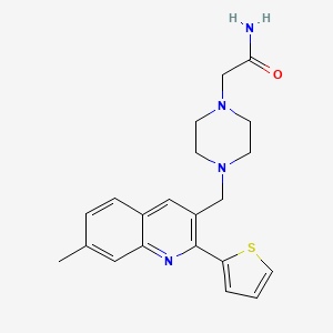 molecular formula C21H24N4OS B5521967 2-(4-{[7-甲基-2-(2-噻吩基)-3-喹啉基]甲基}-1-哌嗪基)乙酰胺 