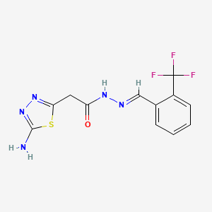 molecular formula C12H10F3N5OS B5521981 2-(5-amino-1,3,4-thiadiazol-2-yl)-N'-[2-(trifluoromethyl)benzylidene]acetohydrazide 