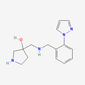 molecular formula C15H20N4O B5521984 3-({[2-(1H-pyrazol-1-yl)benzyl]amino}methyl)-3-pyrrolidinol dihydrochloride 