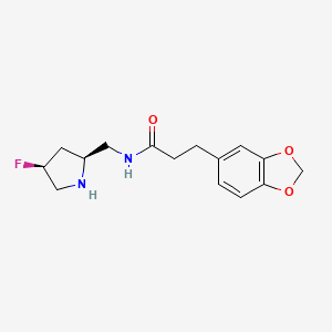 molecular formula C15H19FN2O3 B5521989 3-(1,3-benzodioxol-5-yl)-N-{[(2S,4S)-4-fluoro-2-pyrrolidinyl]methyl}propanamide hydrochloride 