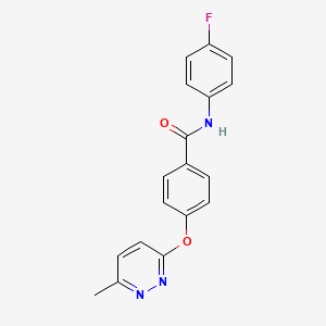 molecular formula C18H14FN3O2 B5521995 N-(4-fluorophenyl)-4-[(6-methyl-3-pyridazinyl)oxy]benzamide 