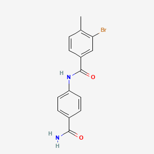 molecular formula C15H13BrN2O2 B5522003 N-[4-(aminocarbonyl)phenyl]-3-bromo-4-methylbenzamide 