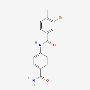 molecular formula C15H13BrN2O2 B5522003 N-[4-(氨基羰基)苯基]-3-溴-4-甲基苯甲酰胺 