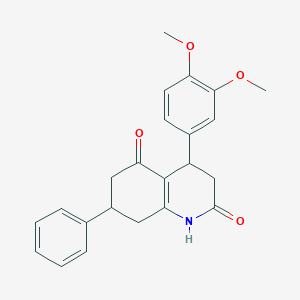 molecular formula C23H23NO4 B5522021 4-(3,4-dimethoxyphenyl)-7-phenyl-4,6,7,8-tetrahydro-2,5(1H,3H)-quinolinedione 