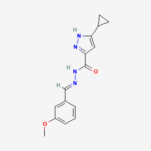 molecular formula C15H16N4O2 B5522033 3-cyclopropyl-N'-(3-methoxybenzylidene)-1H-pyrazole-5-carbohydrazide 
