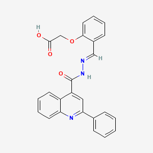 molecular formula C25H19N3O4 B5522054 (2-{2-[(2-phenyl-4-quinolinyl)carbonyl]carbonohydrazonoyl}phenoxy)acetic acid 