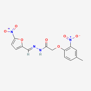 molecular formula C14H12N4O7 B5522058 2-(4-methyl-2-nitrophenoxy)-N'-[(5-nitro-2-furyl)methylene]acetohydrazide 