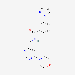 molecular formula C19H20N6O2 B5522073 N-{[6-(4-morpholinyl)-4-pyrimidinyl]methyl}-3-(1H-pyrazol-1-yl)benzamide 